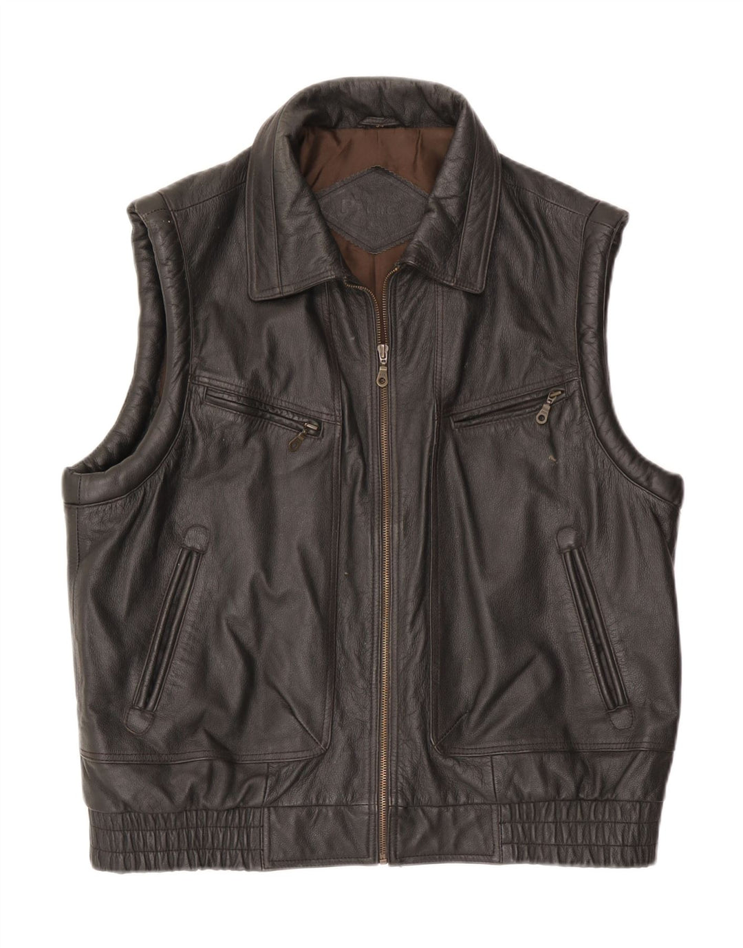 Gilet din piele vintage pentru bărbați IT 54 2XL din piele maro