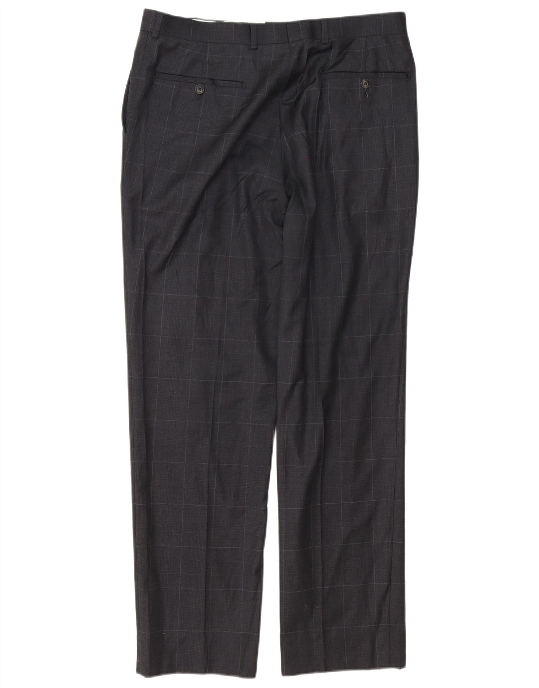 MARKS & SPENCER Pantaloni de costum pentru bărbați, cu tăiere obișnuită, L34 L31, lână cu carouri gri