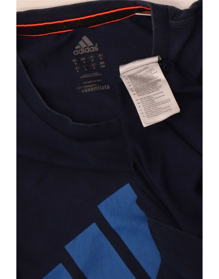 Adidas Mens Graphic T-Shirt Top Medium Navy Blue Cotton