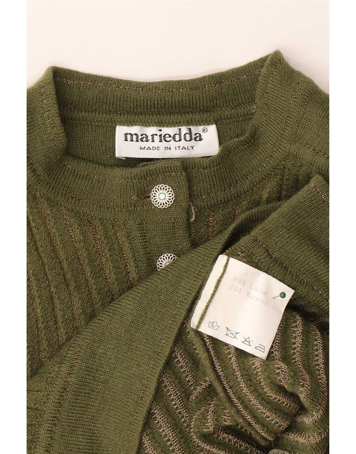 Mariedda Pulover pentru damă cu gât cu nasturi UK 16 Lână verde mare