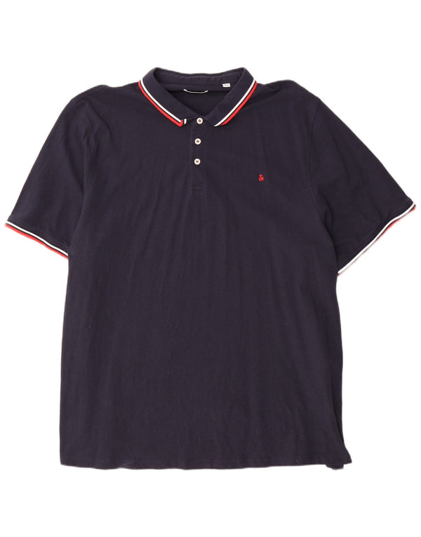 Cămașă polo Jack & Jones pentru bărbați 5XL, bumbac cu dungi bleumarin