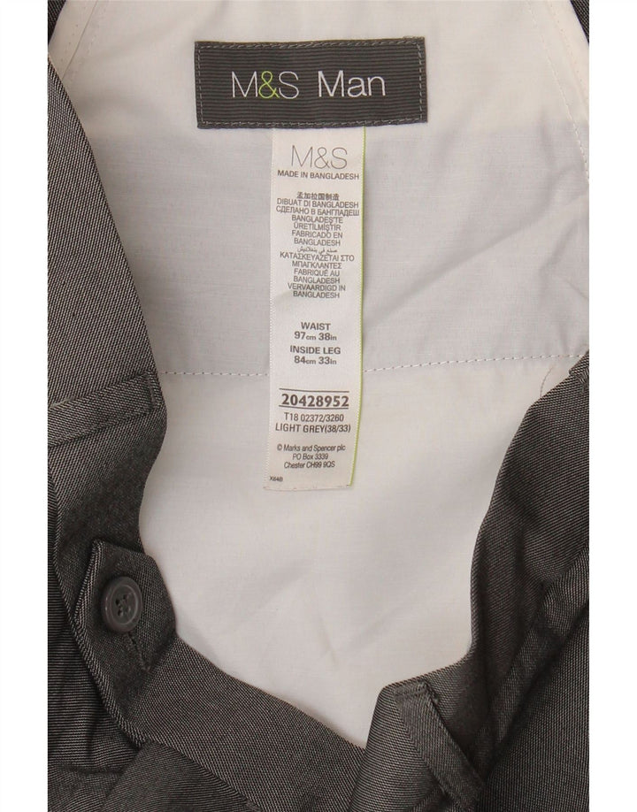 Marks & Spencer Pantaloni de costum pentru bărbați, drepti, W38 L29, poliester gri