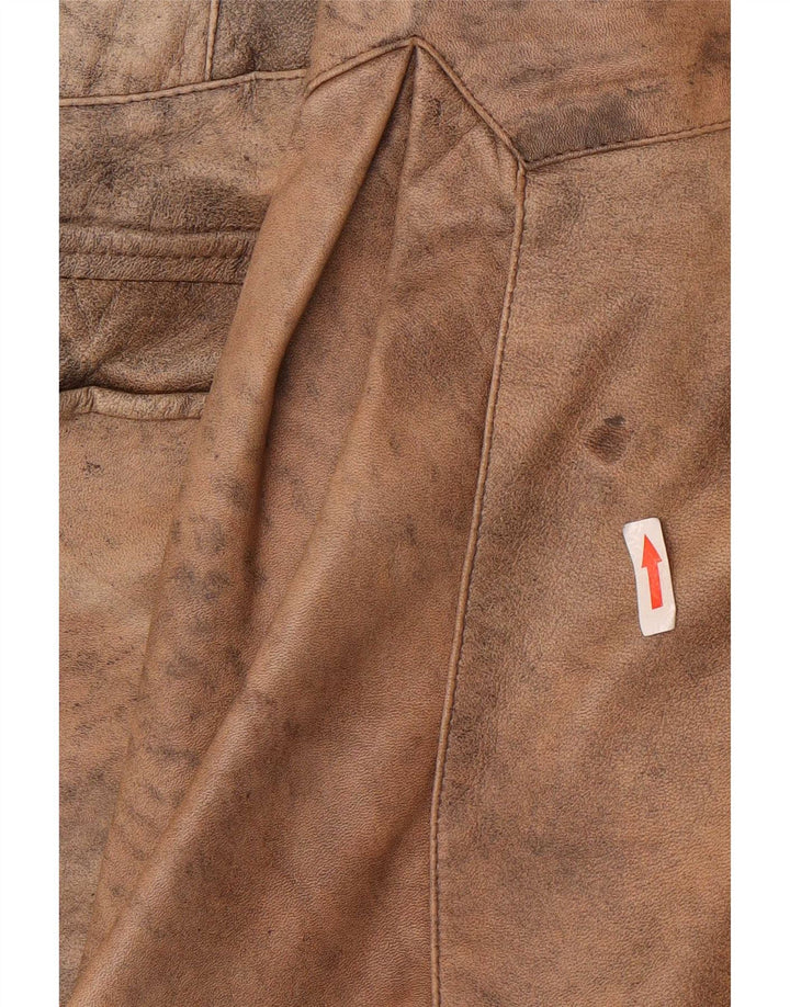 Geacă de piele vintage pentru femei supradimensionată IT 40 din piele maro mică