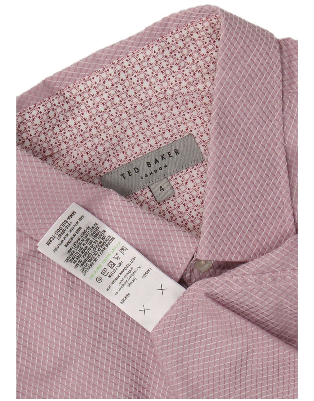 Cămașă pentru bărbați Ted Baker, mărime 4, mare, roz Argyle/Diamond Bumbac