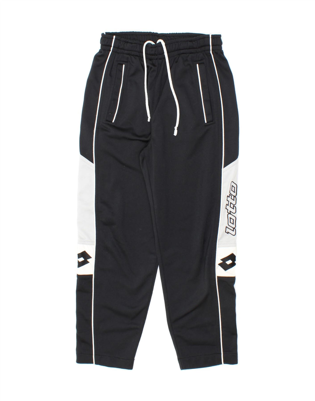 LOTTO Boys Graphic Tracksuit Trousers 7-8 Years Medium Black Colourblock Vintage Lotto and Second-Hand Lotto from Messina Hembry 