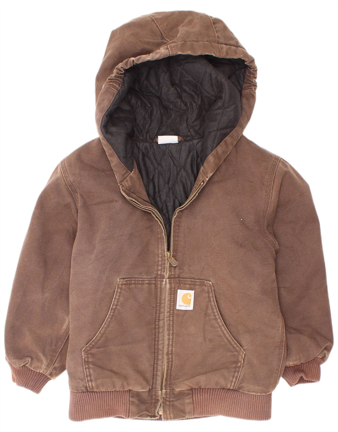 Jachetă bomber cu glugă pentru băieți Carhartt 7-8 ani, bumbac maro mic
