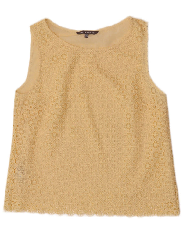 Bluză fără mâneci pentru femei Laura Ashley Bluză din dantelă UK 12 Medium Galben Floral