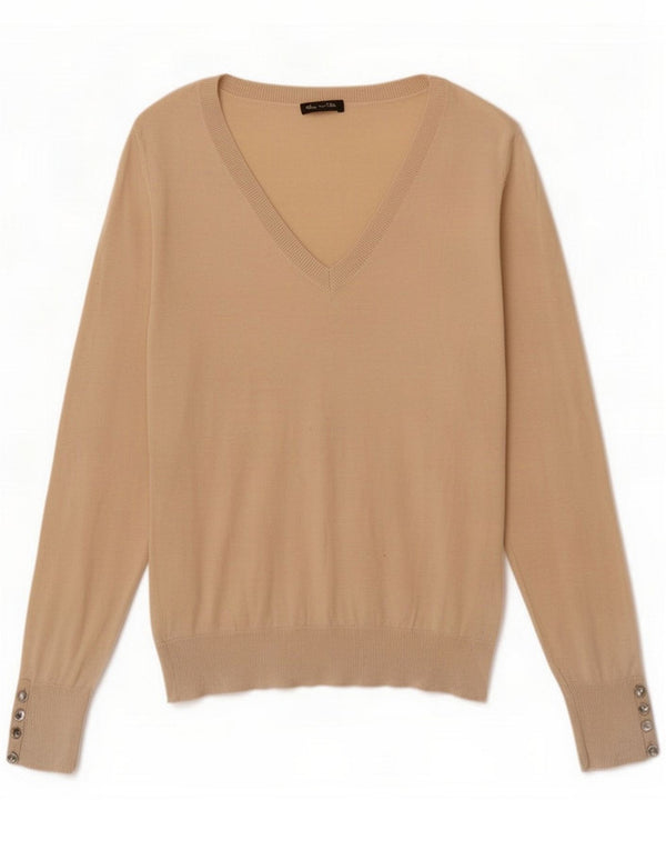 Massimo Dutti Pulover cu decolteu în V pentru femei UK 18 XL Bej