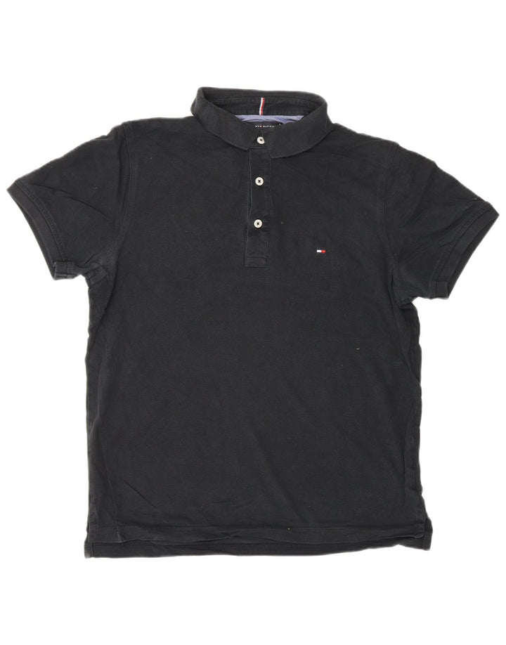 Tricou polo TOMMY HILFIGER pentru bărbați, bumbac mediu negru