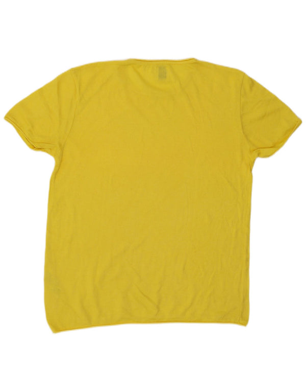 Tricou pentru bărbați Zara Top din bumbac galben mediu