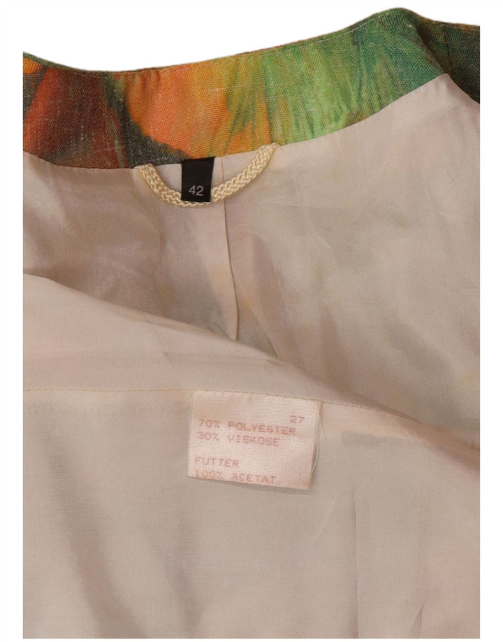 Jachetă pentru femei VINTAGE cu paragate cu model abstract, EU 42, verde mare