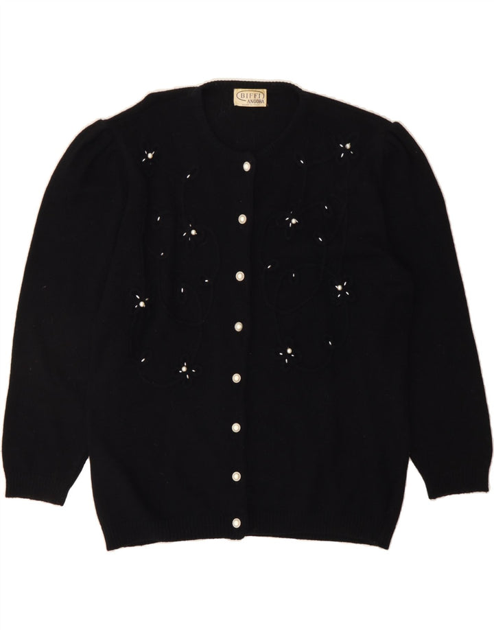 BIFFI Womens Cardigan Sweater UK 14 Large Black Floral Polyamide Vintage Biffi and Second-Hand Biffi from Messina Hembry 
