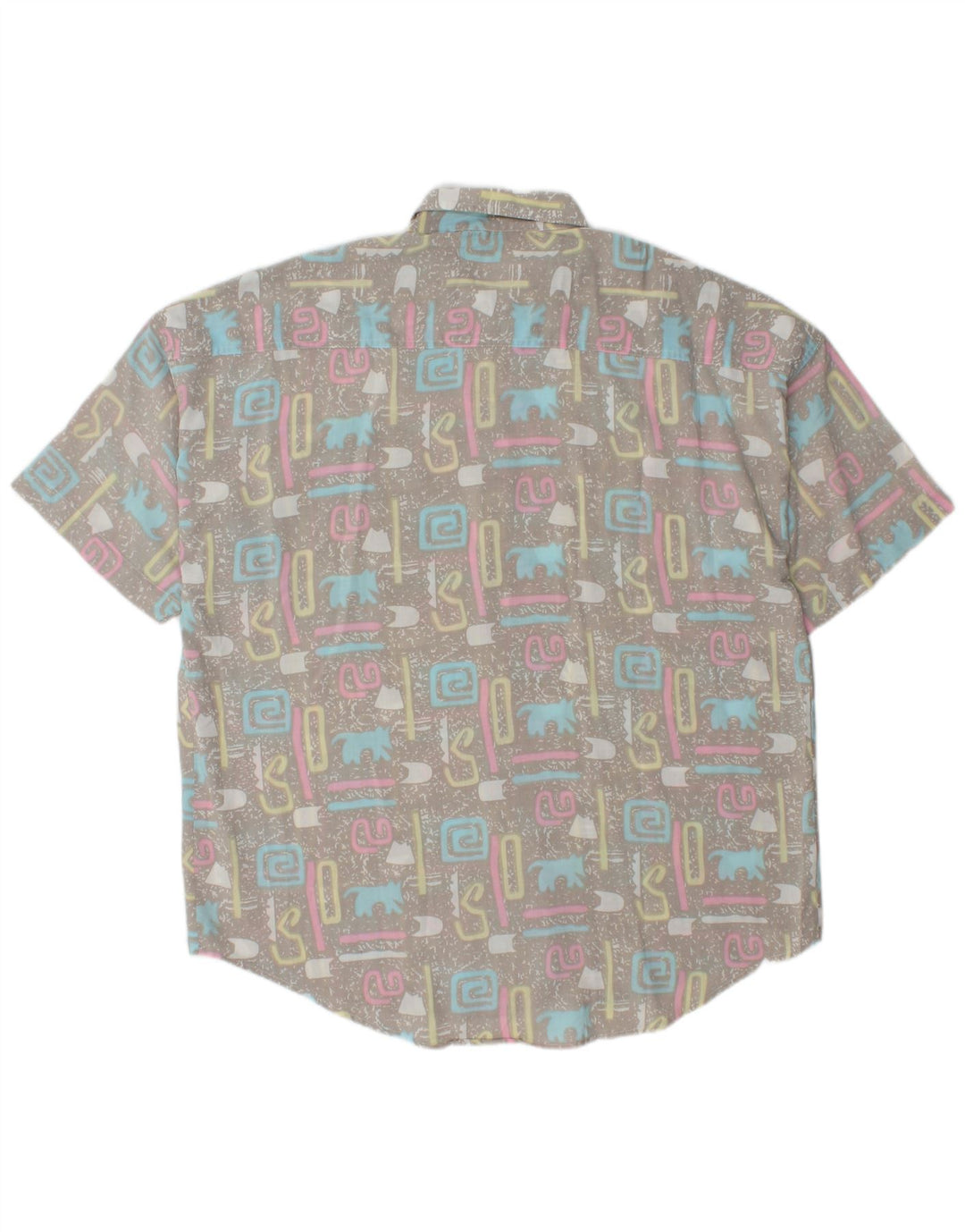 Cămașă Vintage pentru bărbați cu mânecă scurtă XL gri geometrică