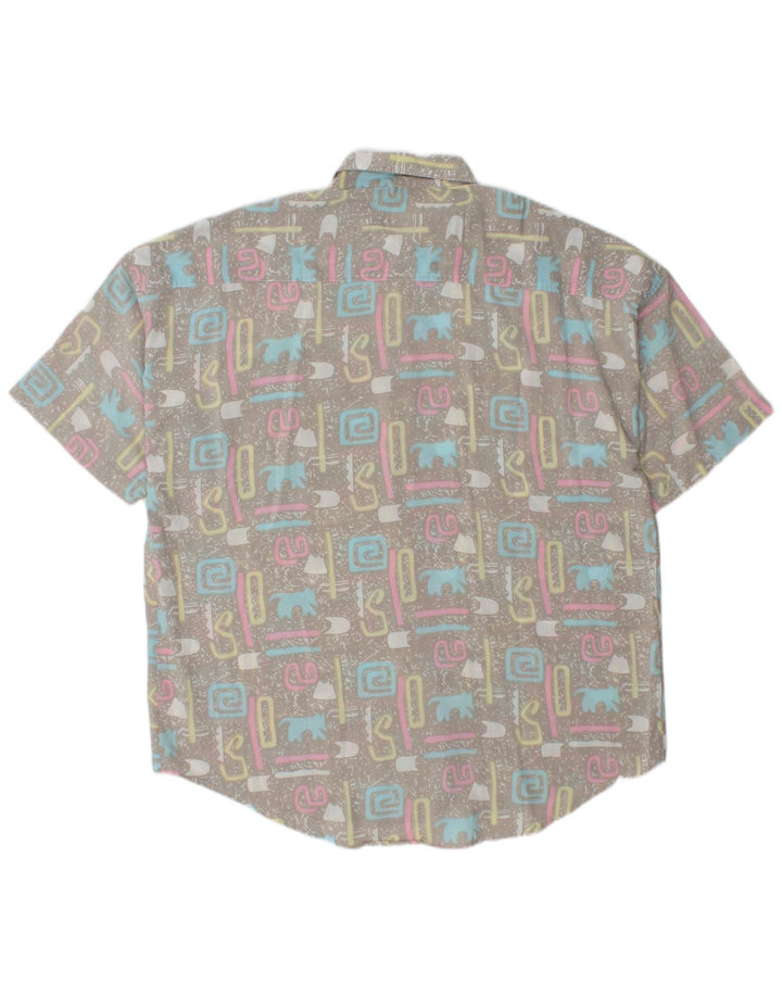 Cămașă Vintage pentru bărbați cu mânecă scurtă XL gri geometrică