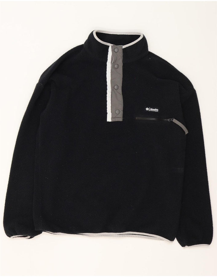 Pulover Columbia pentru bărbați, cu gât cu nasturi, fleece, mare, negru, poliester