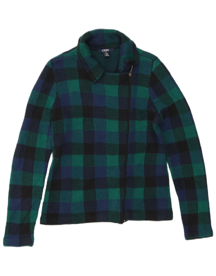 Pulover cardigan Chaps pentru femei UK 14, bumbac verde mediu check