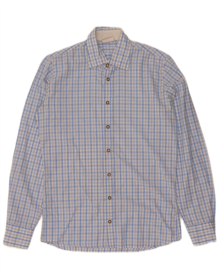 Cămașă Vintage pentru bărbați Mărimea 37 38 Bumbac Gingham Mic Albastru