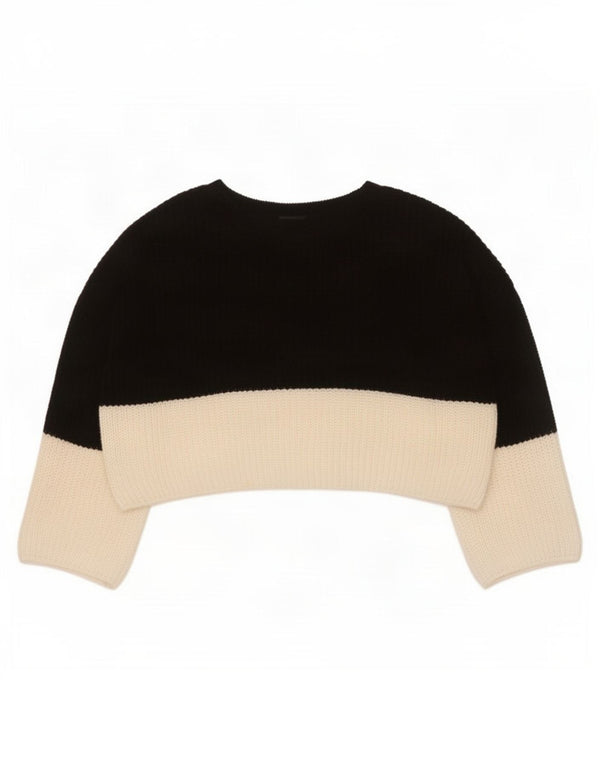 Pulover Topshop pentru damă, crop cu gât de barcă, UK 8, mic, negru, colorblock