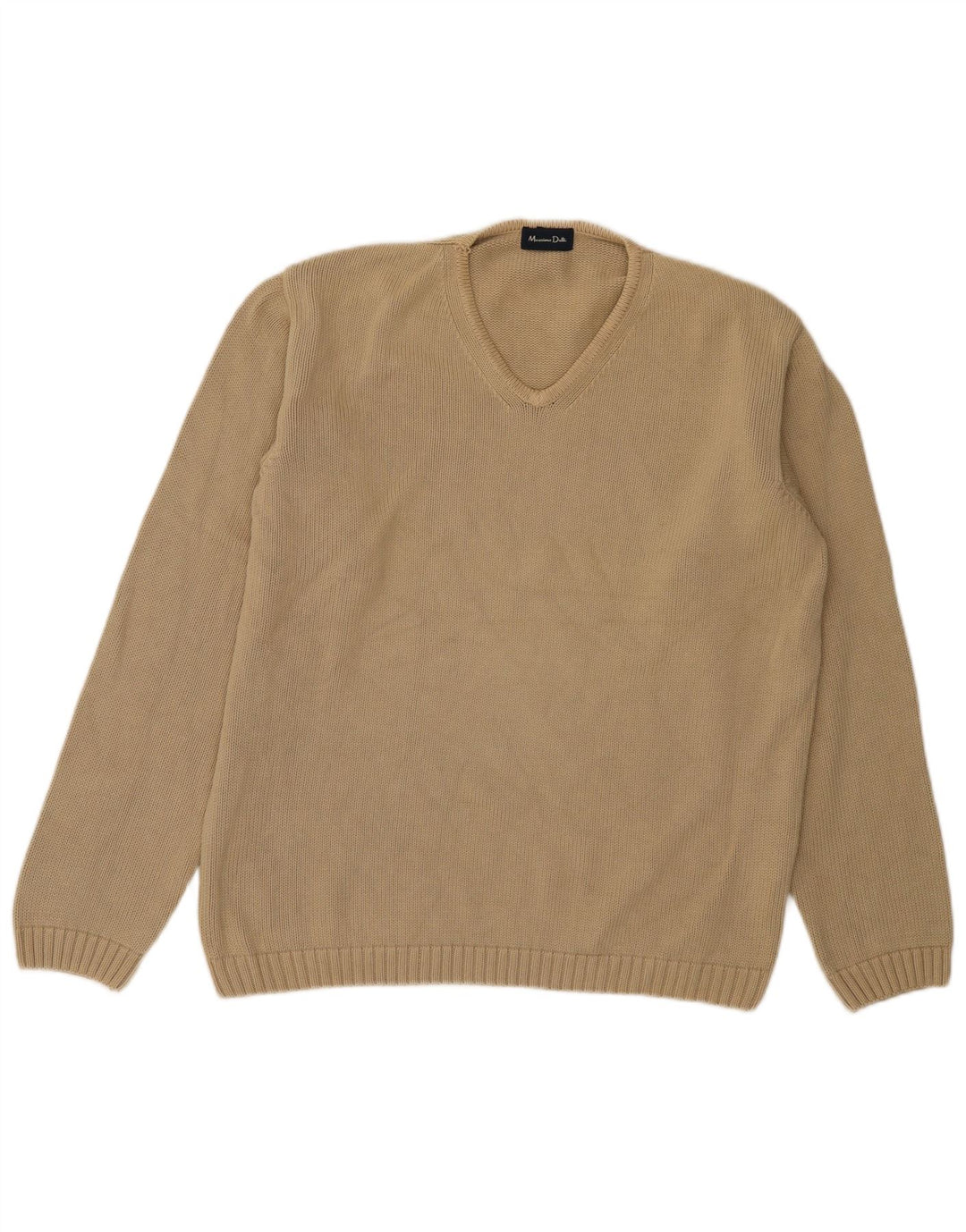 Massimo Dutti Pulover cu decolteu în V pentru bărbați, bumbac mare, bej