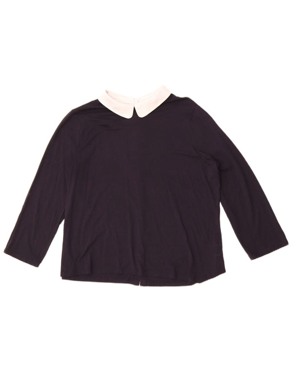 Bluză cămașă Hobbs pentru femei cu mâneci 3/4 UK 16, mare, bleumarin, bloc de culoare