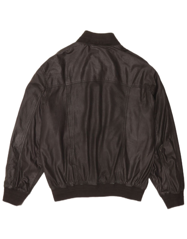Jachetă Bomber din piele vintage pentru bărbați IT 54 2XL negru