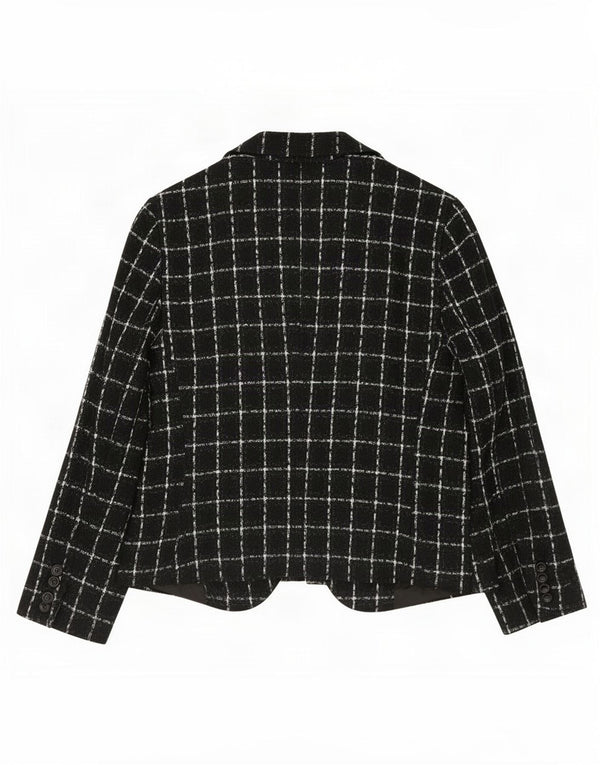 Blazer pentru femei Zara cu 1 nasture EU 44 XL negru carouri acrilic
