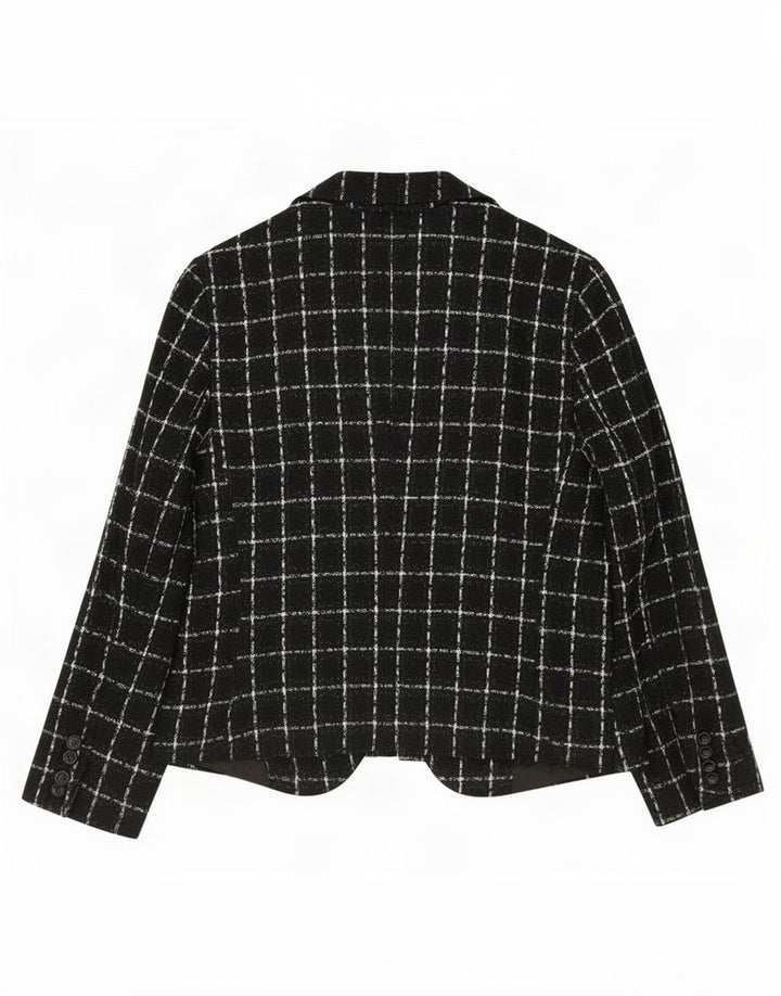 Blazer pentru femei Zara cu 1 nasture EU 44 XL negru carouri acrilic