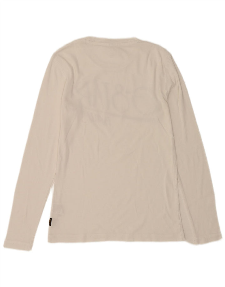 Top grafic G-Star pentru bărbați, cu mânecă lungă, alb mediu, bumbac