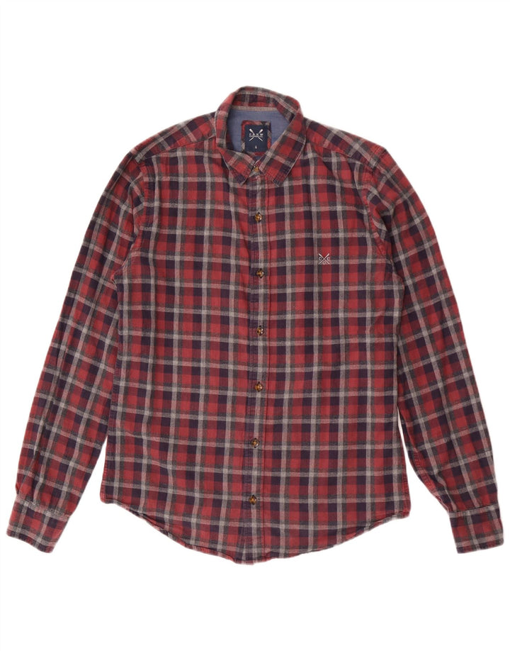 Crew Clothing Cămașă de flanel pentru bărbați, bumbac cu carouri mici, roșii