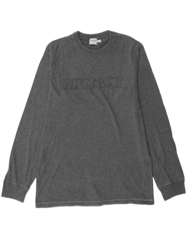 ARMANI COLLEZIONI Mens Top Long Sleeve Medium Grey Cotton Vintage Armani Collezioni and Second-Hand Armani Collezioni from Messina Hembry 