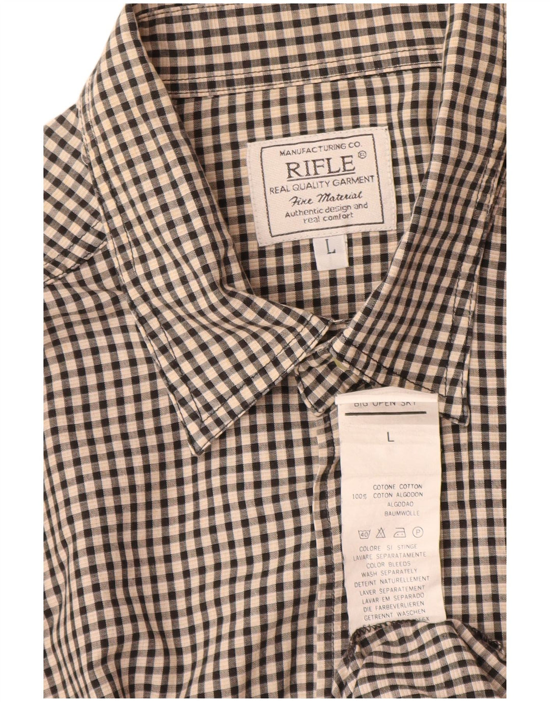 Cămașă Rifle Bărbați Mare Bej Gingham Bumbac