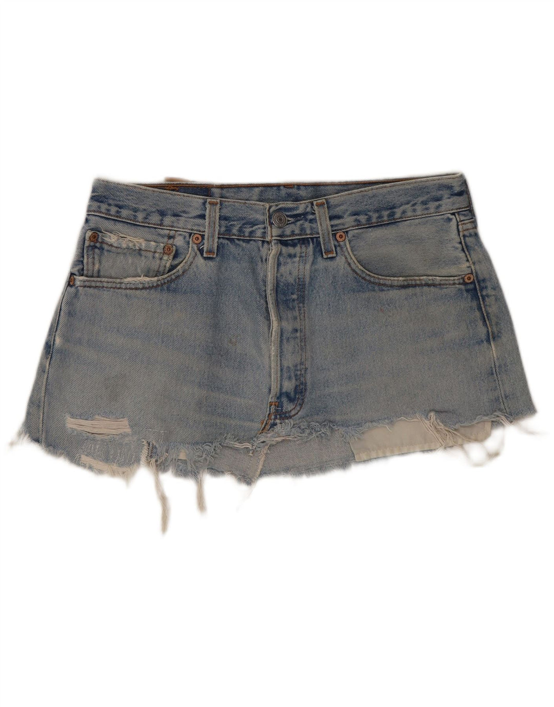 Fusta mini denim 501 distressed Levi's W31 bumbac albastru mediu