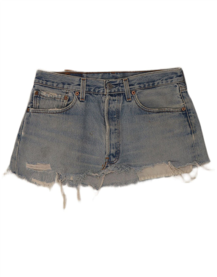 Fusta mini denim 501 distressed Levi's W31 bumbac albastru mediu