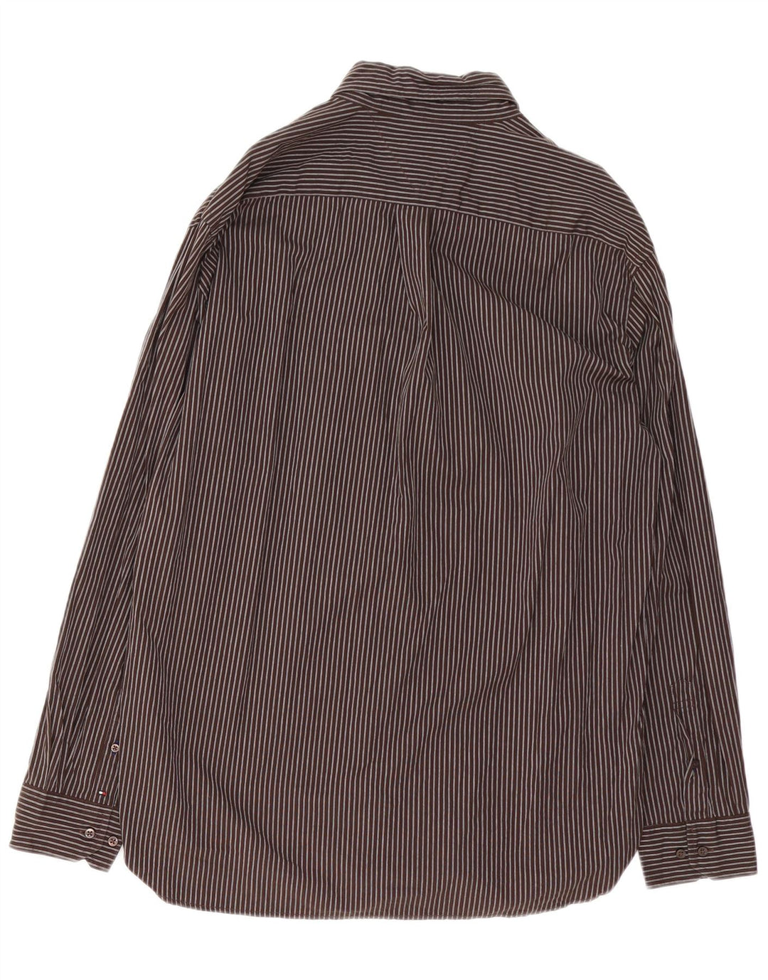 Cămașă pentru bărbați Tommy Hilfiger, mare maro, bumbac cu dungi