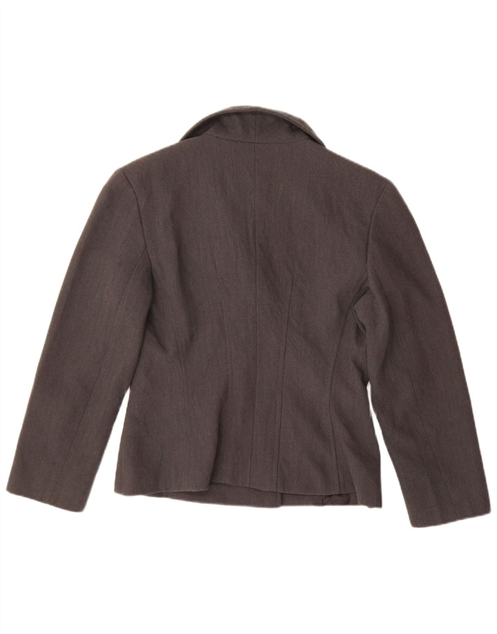 Jachetă vintage pentru femei crop dublu-breasted, UK 14, gri mediu