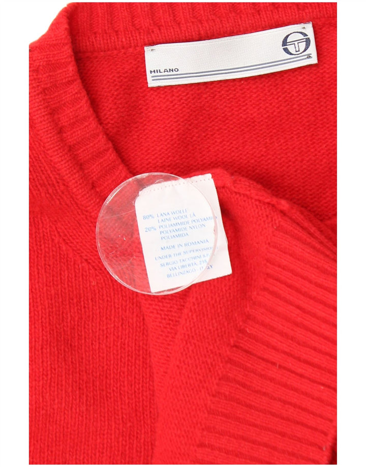 Sergio Tacchini Pulover pentru bărbați cu gât roșu, lână mare