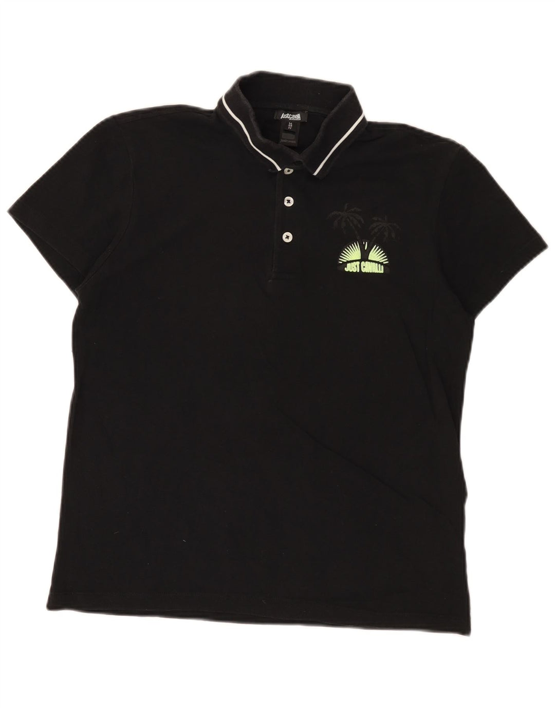 Tricou polo pentru bărbați Just Cavalli IT 48 Bumbac negru mic