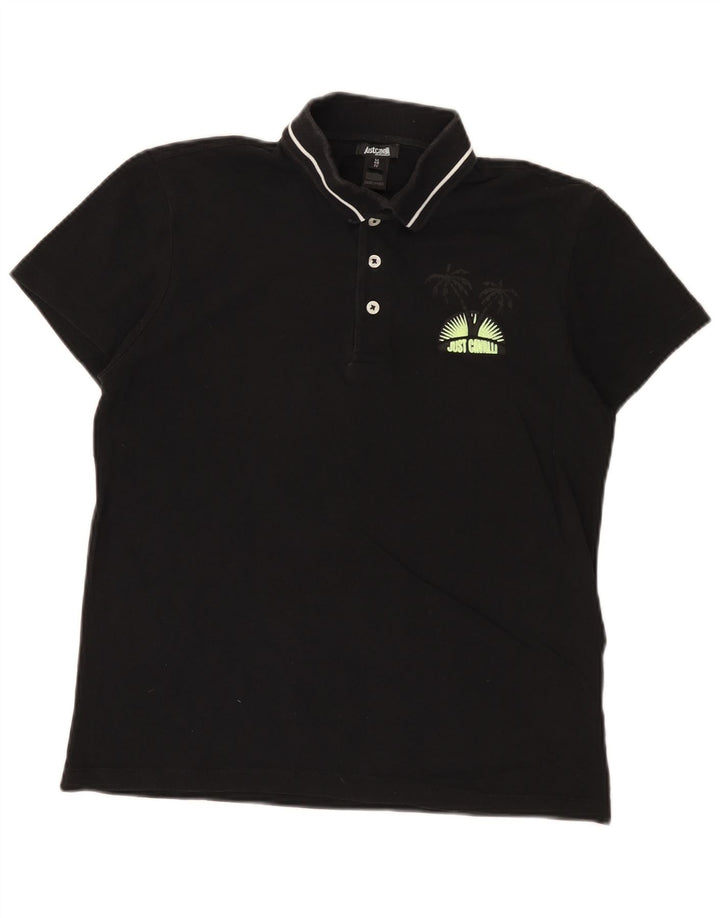 Tricou polo pentru bărbați Just Cavalli IT 48 Bumbac negru mic