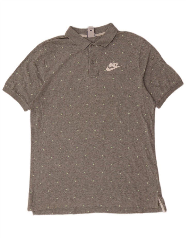 Tricou polo Nike pentru bărbați, mare, gri, bumbac cu buline