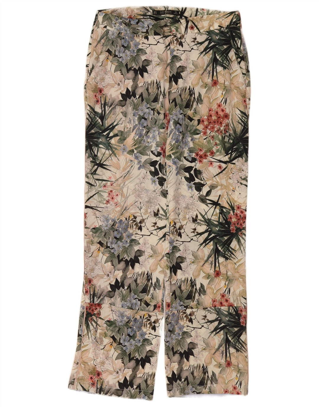 Pantaloni chino drepti pentru femei Zara Mediu L28 L29 Multicolori Florali