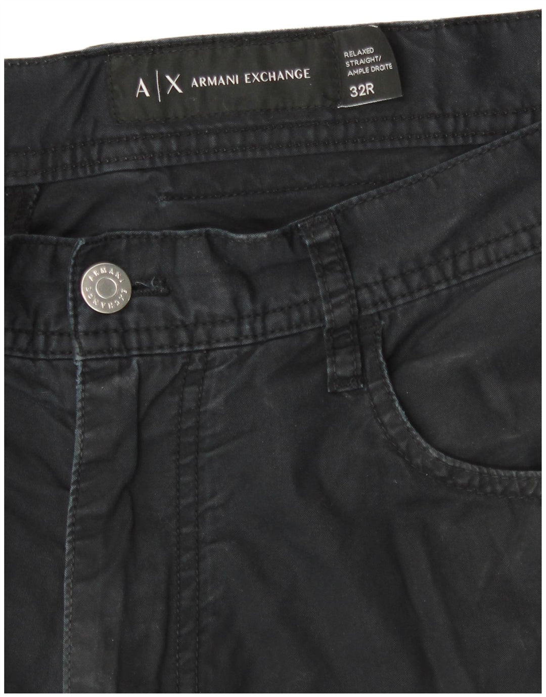 Armani Exchange Pantaloni casual drepti pentru bărbați W32 L30 bumbac negru