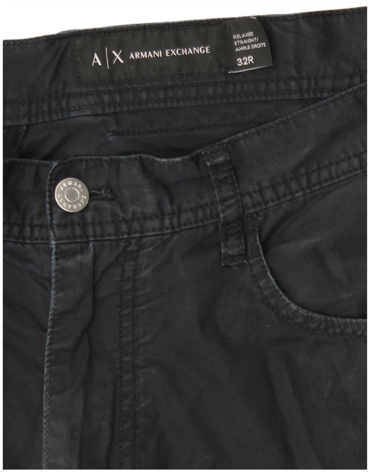 Armani Exchange Pantaloni casual drepti pentru bărbați W32 L30 bumbac negru