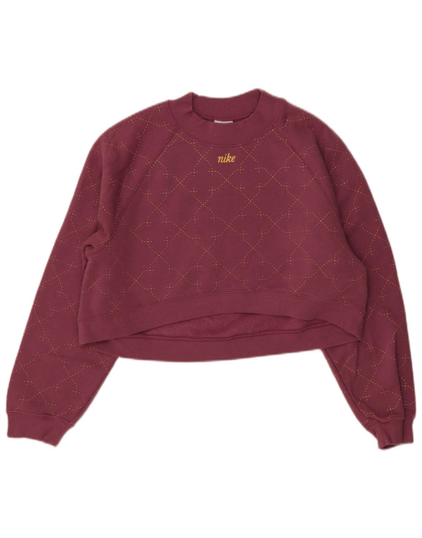 Pulover de hanorac supradimensionat pentru femei Nike UK 6 XS burgundy Check Bumbac