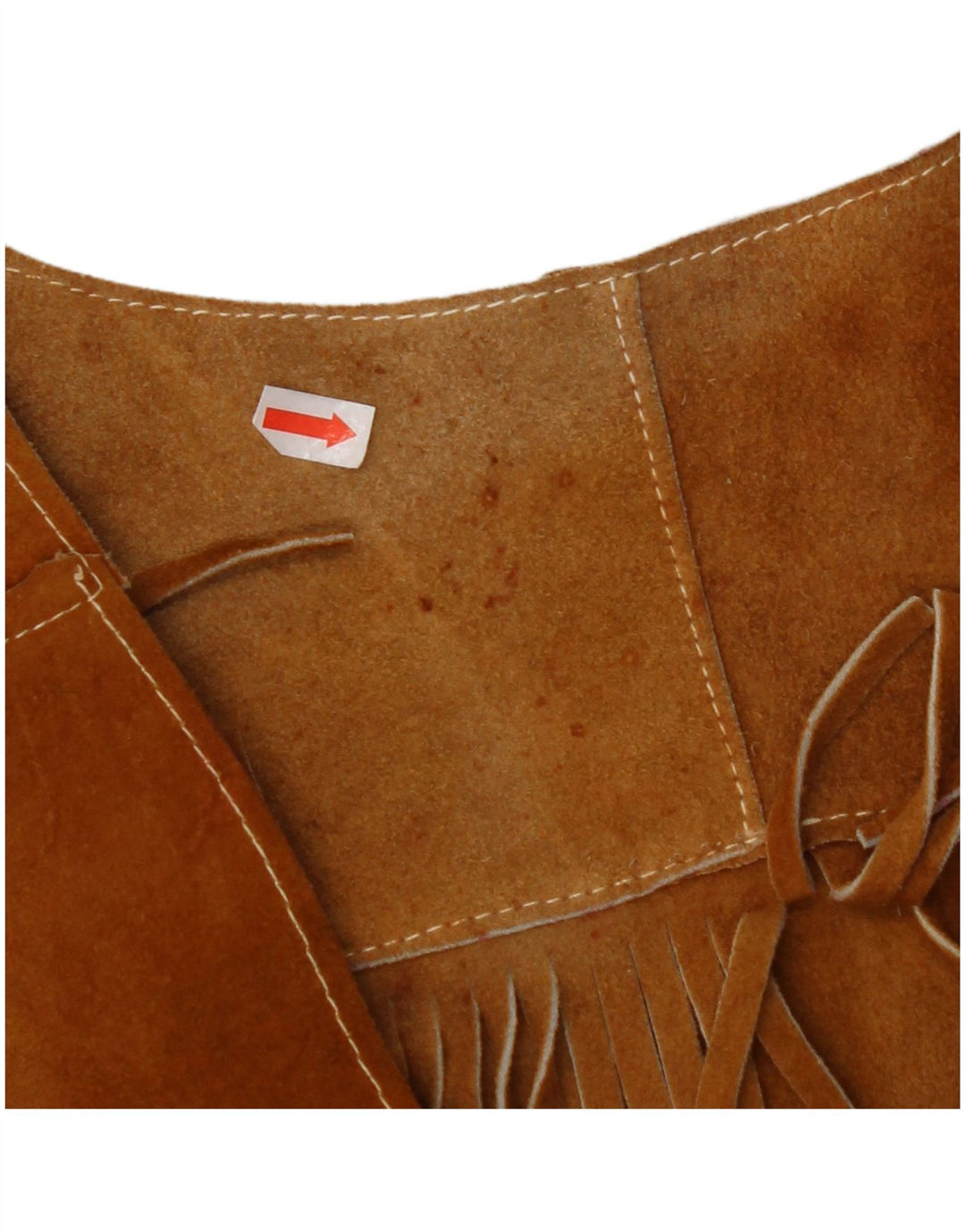 VINTAGE Vestă de piele intoarsa pentru femei UK 10 Maro mic