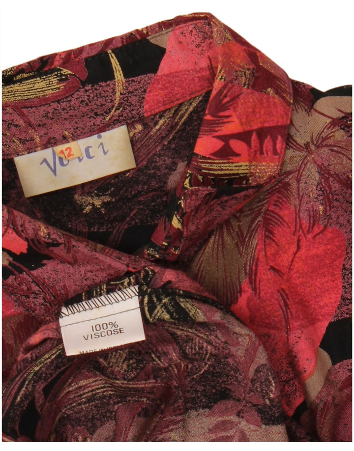 Set fuste vintage pentru femei 2 piese UK 12 Medium W27 Burgundy Floral Retro