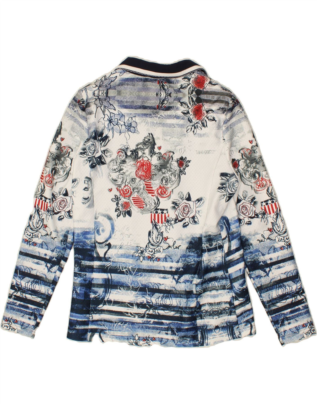 LIBRA Womens 2 Button 2 Piece Set UK 12 Medium Navy Blue Floral Polyester Vintage Libra and Second-Hand Libra from Messina Hembry 