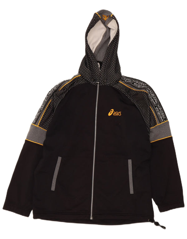 Pulover Asics pentru băieți, loose fit, cu fermoar, 13-14 ani, negru, bloc de culoare