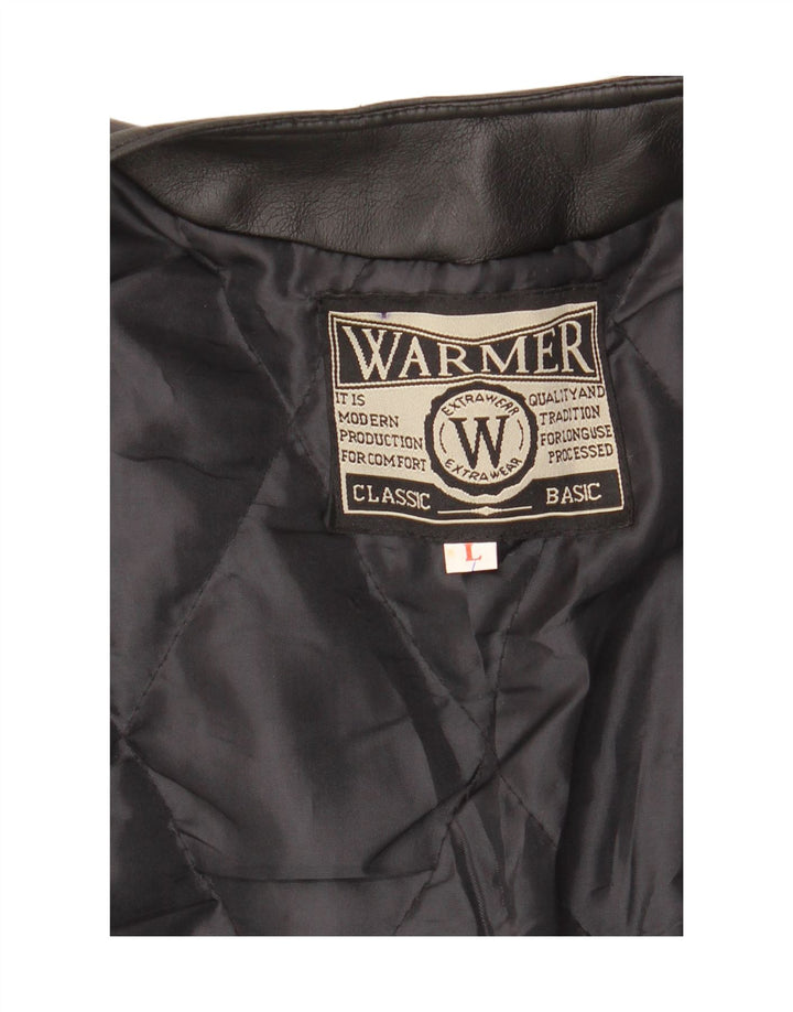 Gilet din piele vintage pentru femei UK 16 Large Black