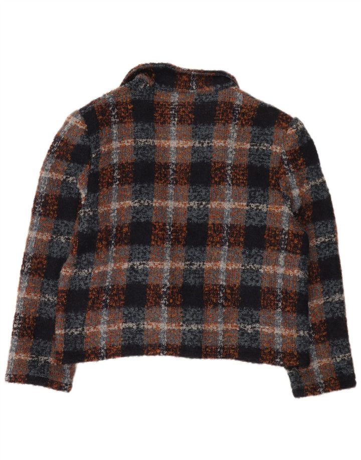 Jachetă Bolero Vintage pentru femei deschisă IT 48 XL Lână cu carouri multicolore