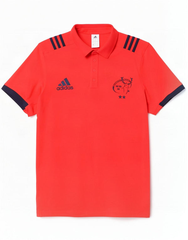Tricou polo cu grafică Adidas Munster Rugby pentru bărbați, bumbac mare, roșu, bloc de culoare
